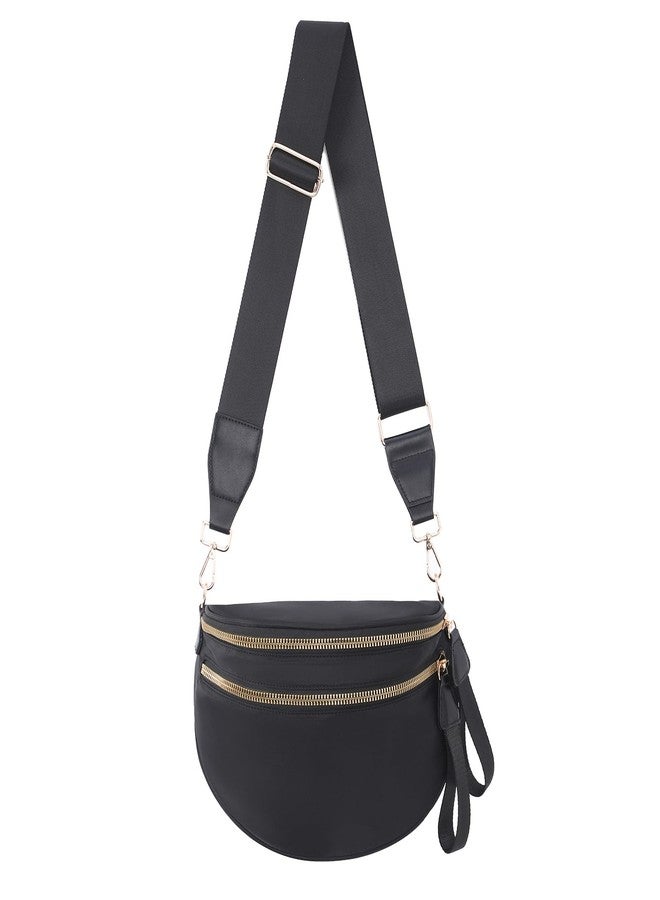 kuifang Nylon Crossbody Bags Bum Bag for Women Large Sling Bag Purse with Adjustable Strap（Black） - Image 1